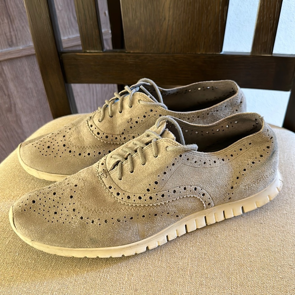 Cole Haan Women’s Suede Zerogrand Wingtip Oxfords Gray Size 9
